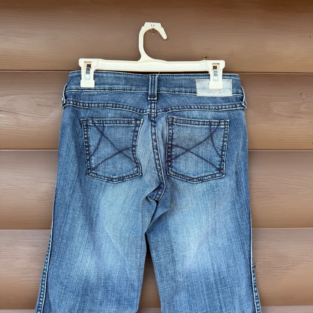 Ariat Denim Trouser Jeans Women's 26L Flare Wide Leg Double Button Western Boho - Picture 4 of 6